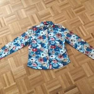 Retro Floral Cotton Blouse